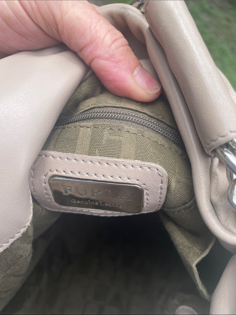 Furla Taupe Leather Hobo with Silver Chain Detail - Picture 7 of 11